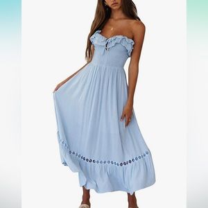 Strapless Tie-Front Maxi Dress